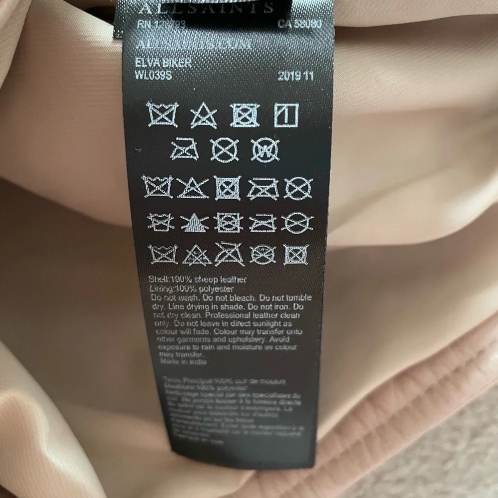 All saints blush pink leather Elva jacket - Picture 12 of 12